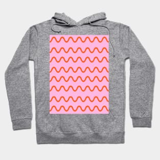 Wavy, Squiggly Lines, Orange on Pink Hoodie